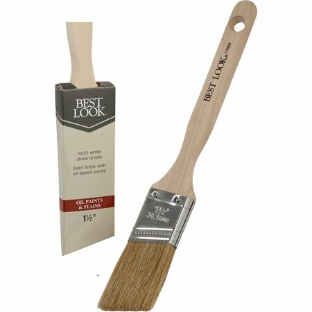 BEST LOOK 1.5 In. Angle White Natural China Bristle Paint Brush 772934